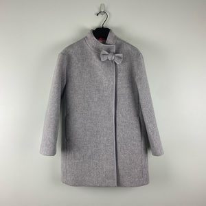 J Crew Crewcut gray bow wool coat girls 12